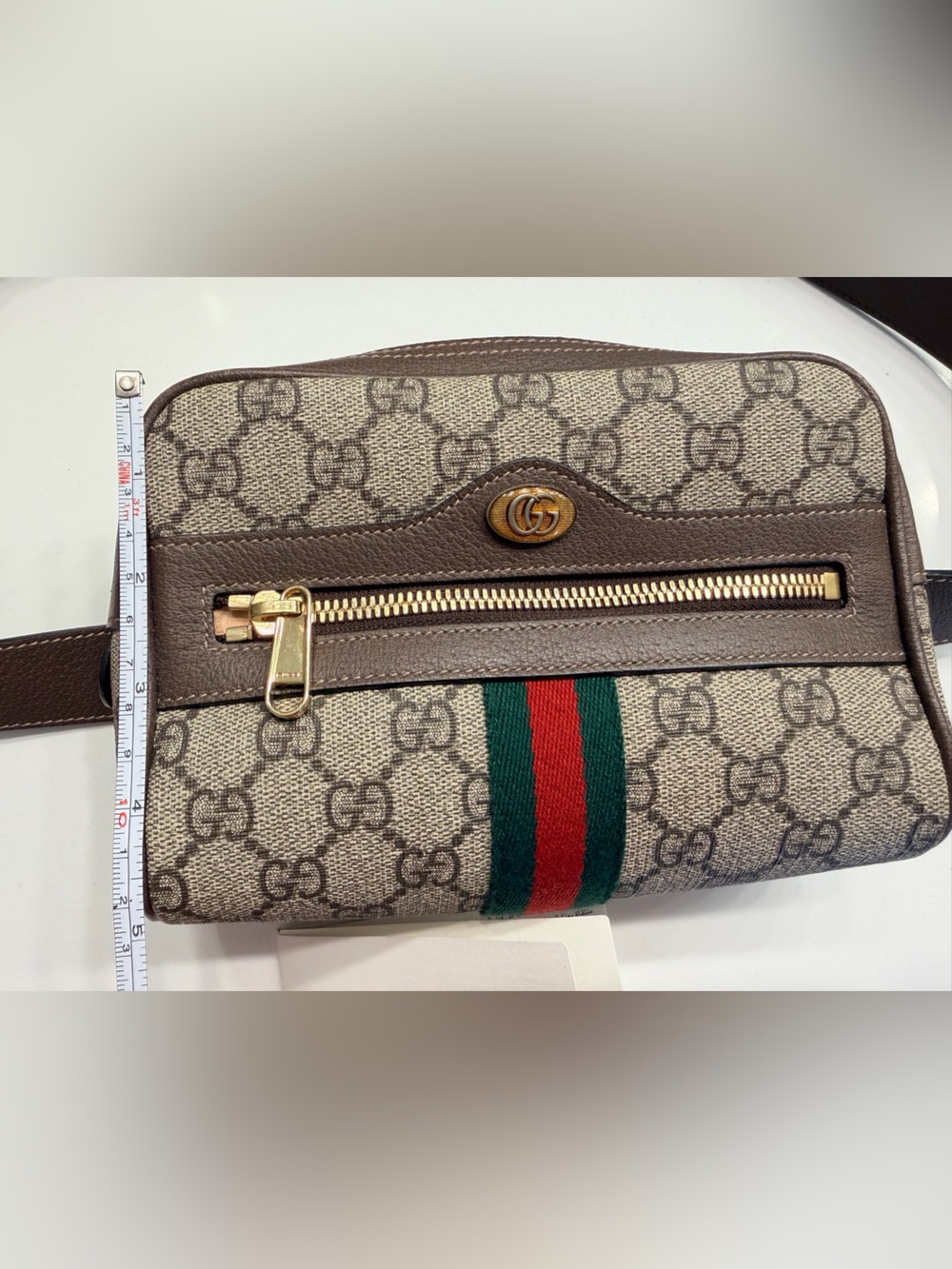 Gucci Small GG Ophidia Belt Bag with Brown Leather Belt